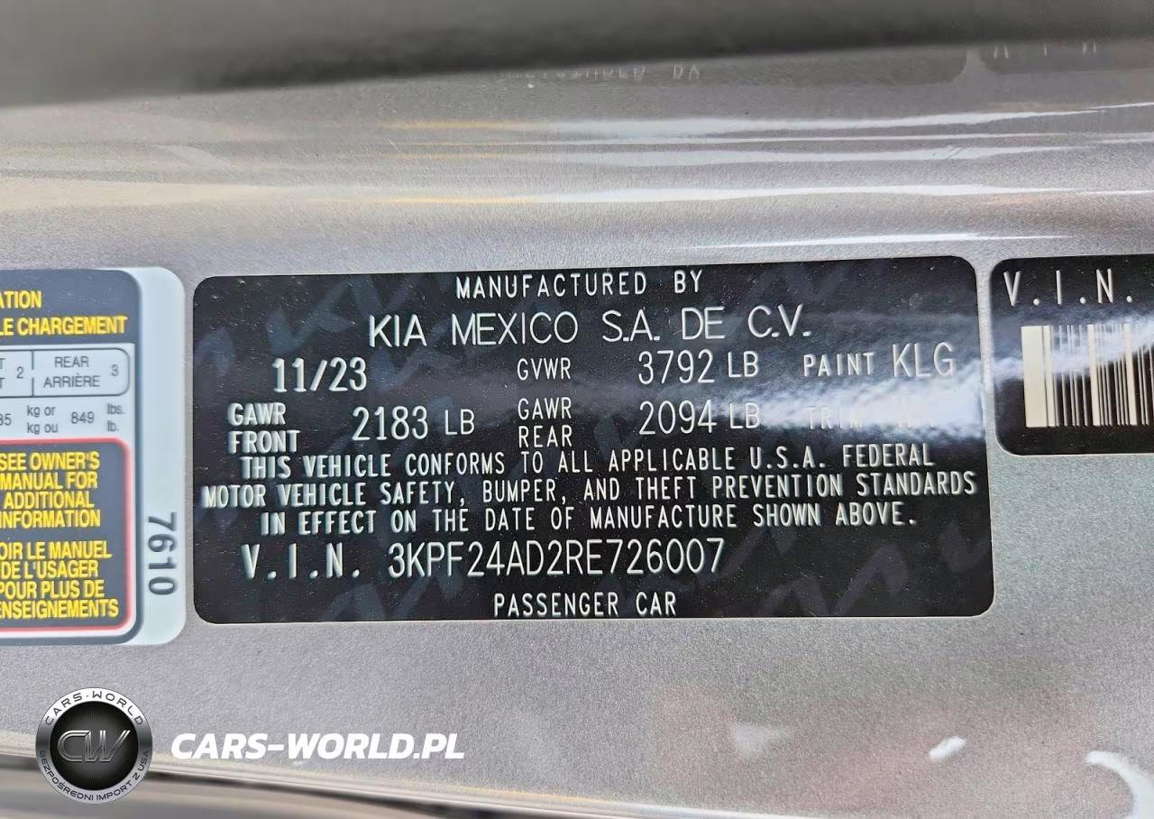 2024 Kia Forte Lxs VIN:3KPF24AD2RE726007 - 12