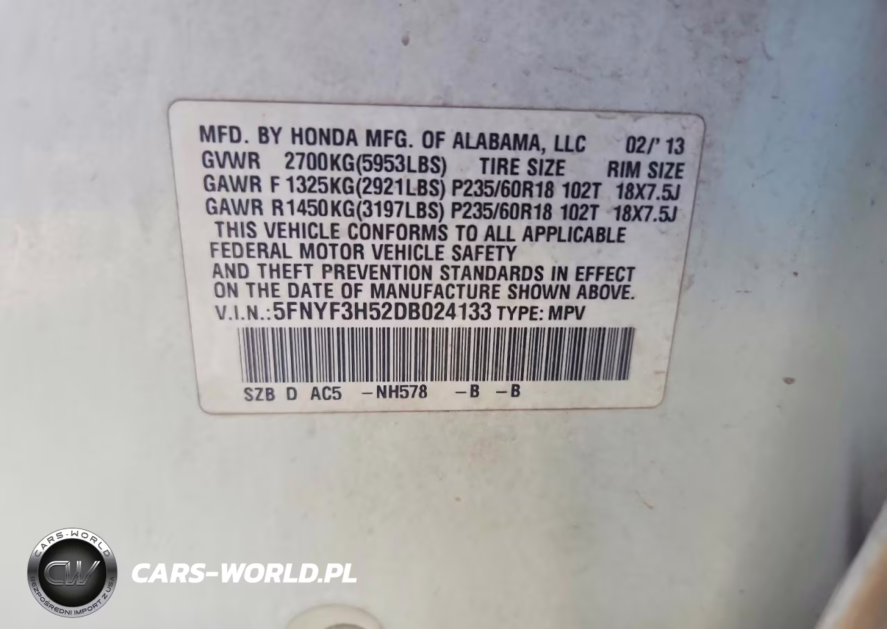 2013 Honda Pilot Exl VIN:5FNYF3H52DB024133 - 13