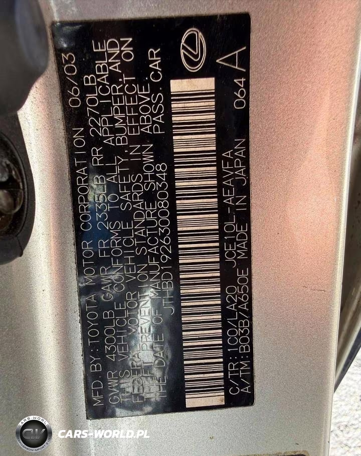 2003 Lexus Is 300 Jthbd192630080348 VIN:JTHBD192630080348 - 10