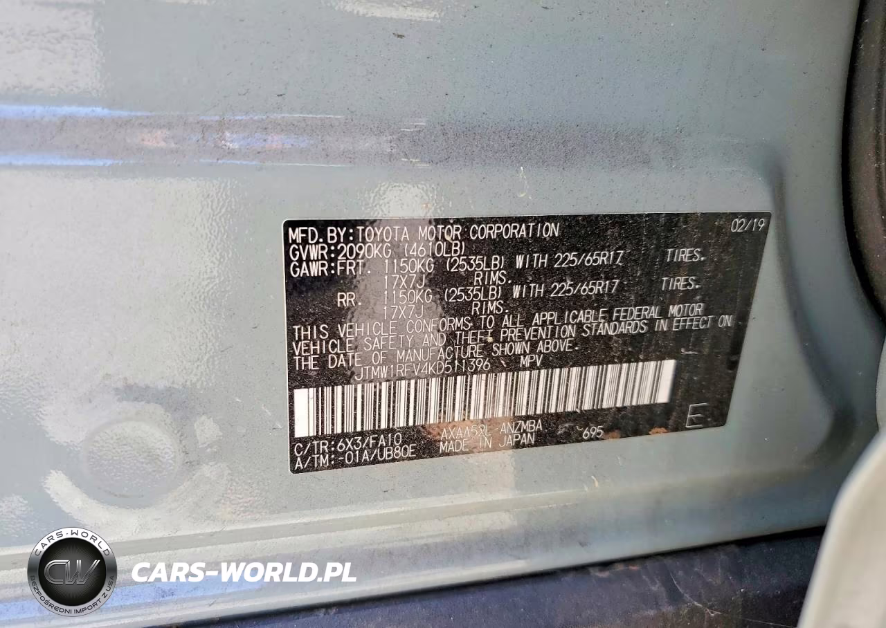 2019 Toyota Rav4 Xle VIN:JTMW1RFV4KD511396 - 13