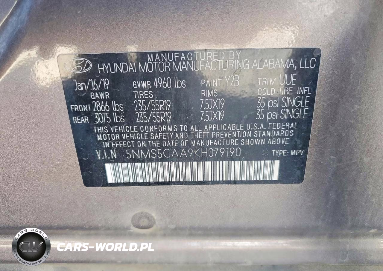 2019 Hyundai Santa Fe Ultimate 2.0T VIN:5NMS5CAA9KH079190 - 13