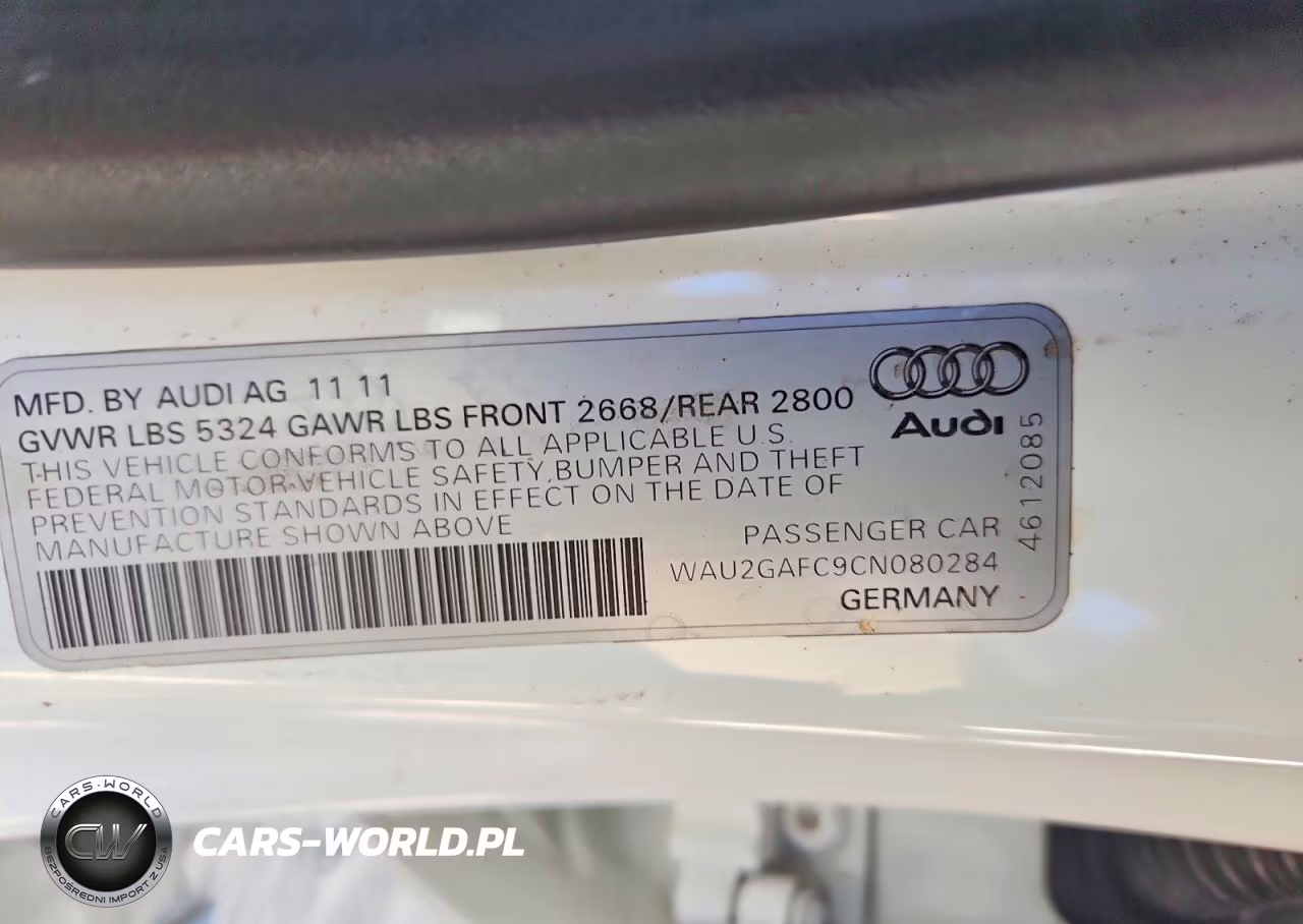 2012 Audi A7 Prestige VIN:WAU2GAFC9CN080284 - 12