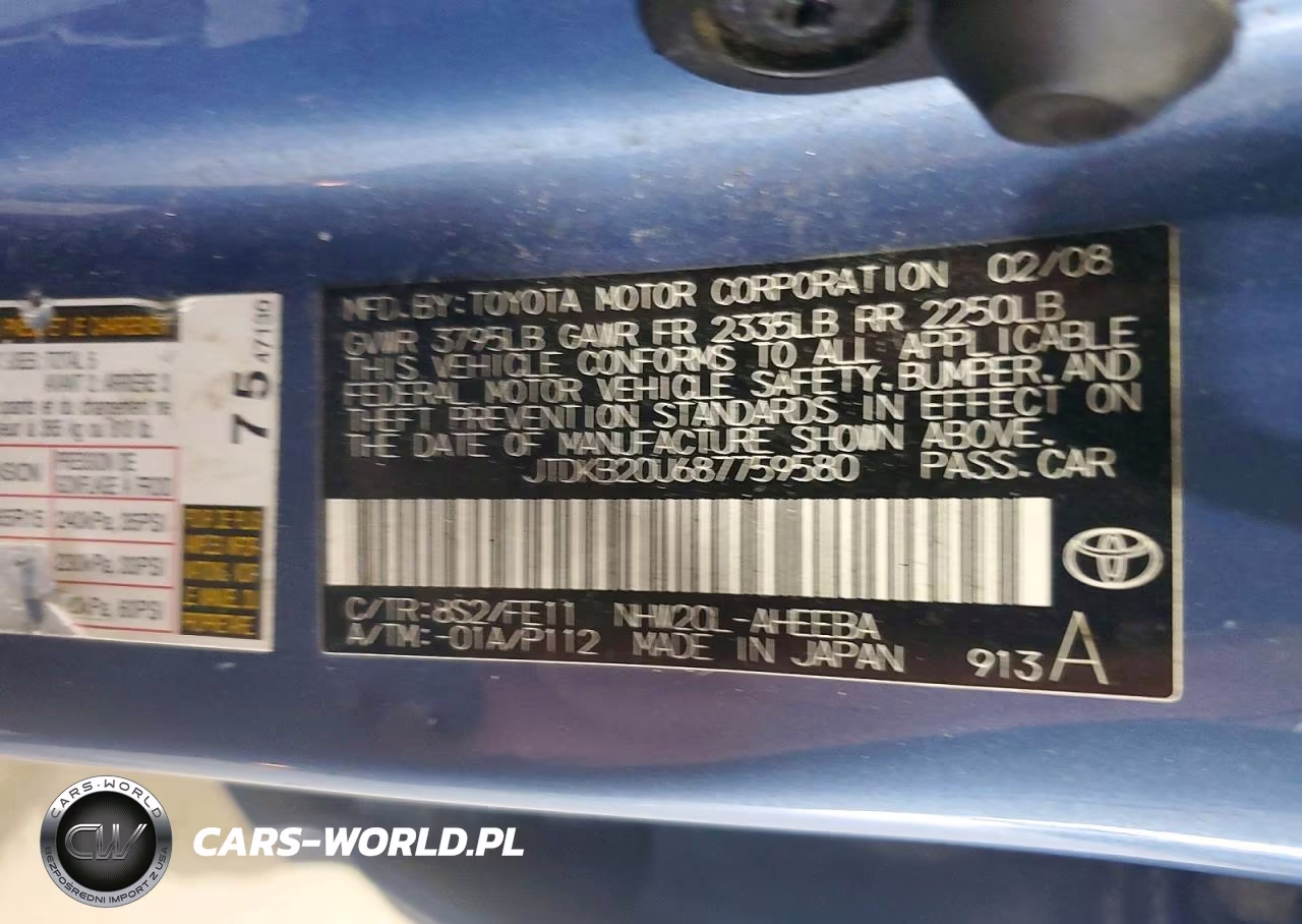 2008 Toyota Prius Base VIN:JTDKB20U687759580 - 12