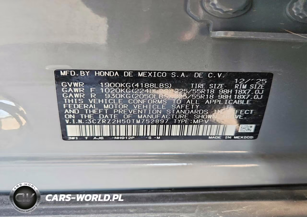 2026 Honda Hr-V Sport VIN:3CZRZ2H50TM752897 - 13