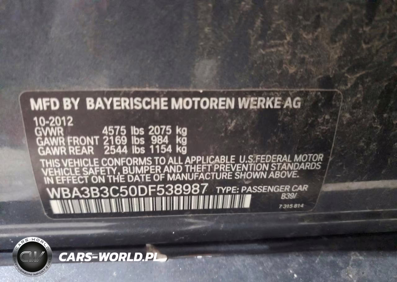 2013 BMW 328 Xi VIN:WBA3B3C50DF538987 - 12