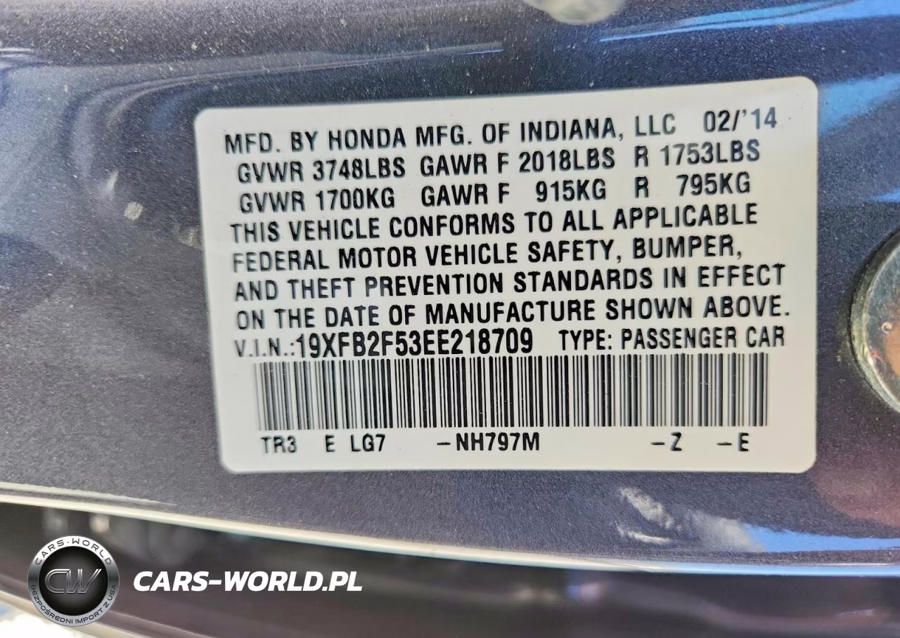 2014 Honda Civic Lx VIN:19XFB2F53EE218709 - 12