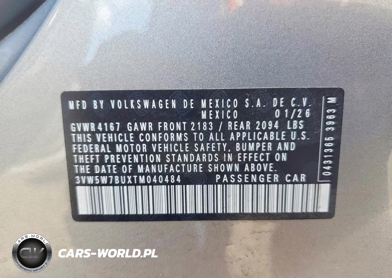 2026 Volkswagen Jetta S VIN:3VW5W7BUXTM040484 - 12