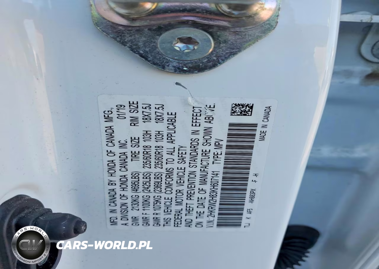 2019 Honda Cr-V Exl VIN:2HKRW2H83KH607141 - 13