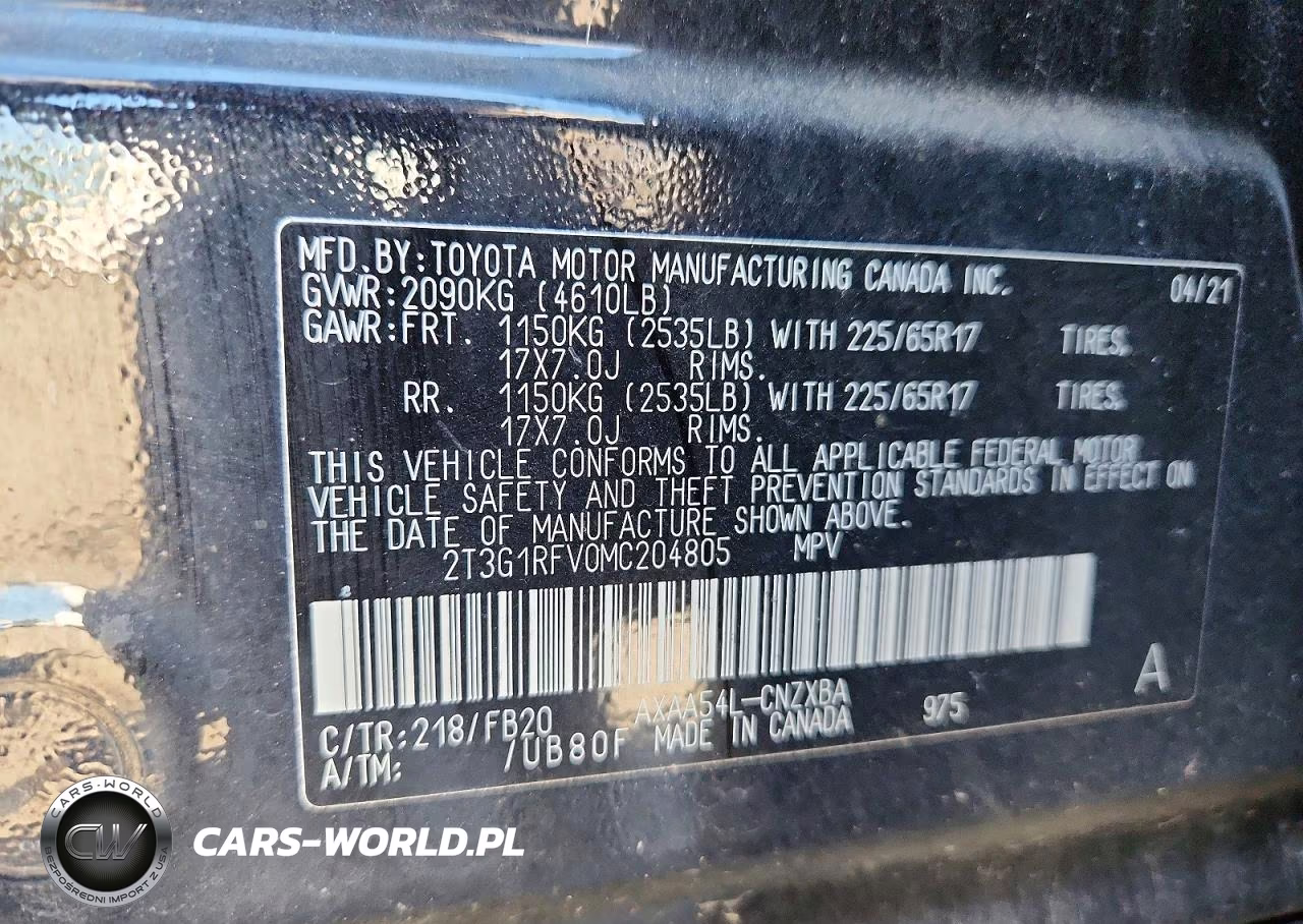 2021 Toyota Rav4 Le VIN:2T3G1RFV0MC204805 - 12