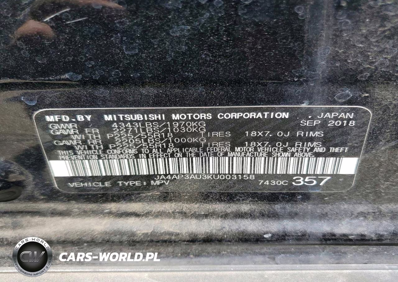 2019 Mitsubishi Outlander Sport Es VIN:JA4AP3AU3KU003158 - 13