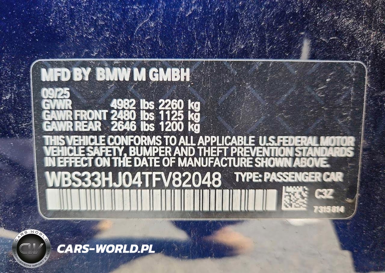 2026 BMW M3 Competition VIN:WBS33HJ04TFV82048 - 12
