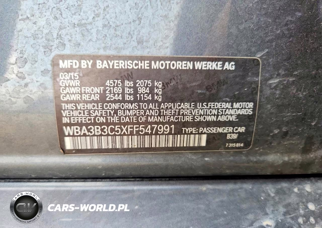 2015 BMW 328 Xi VIN:WBA3B3C5XFF547991 - 12