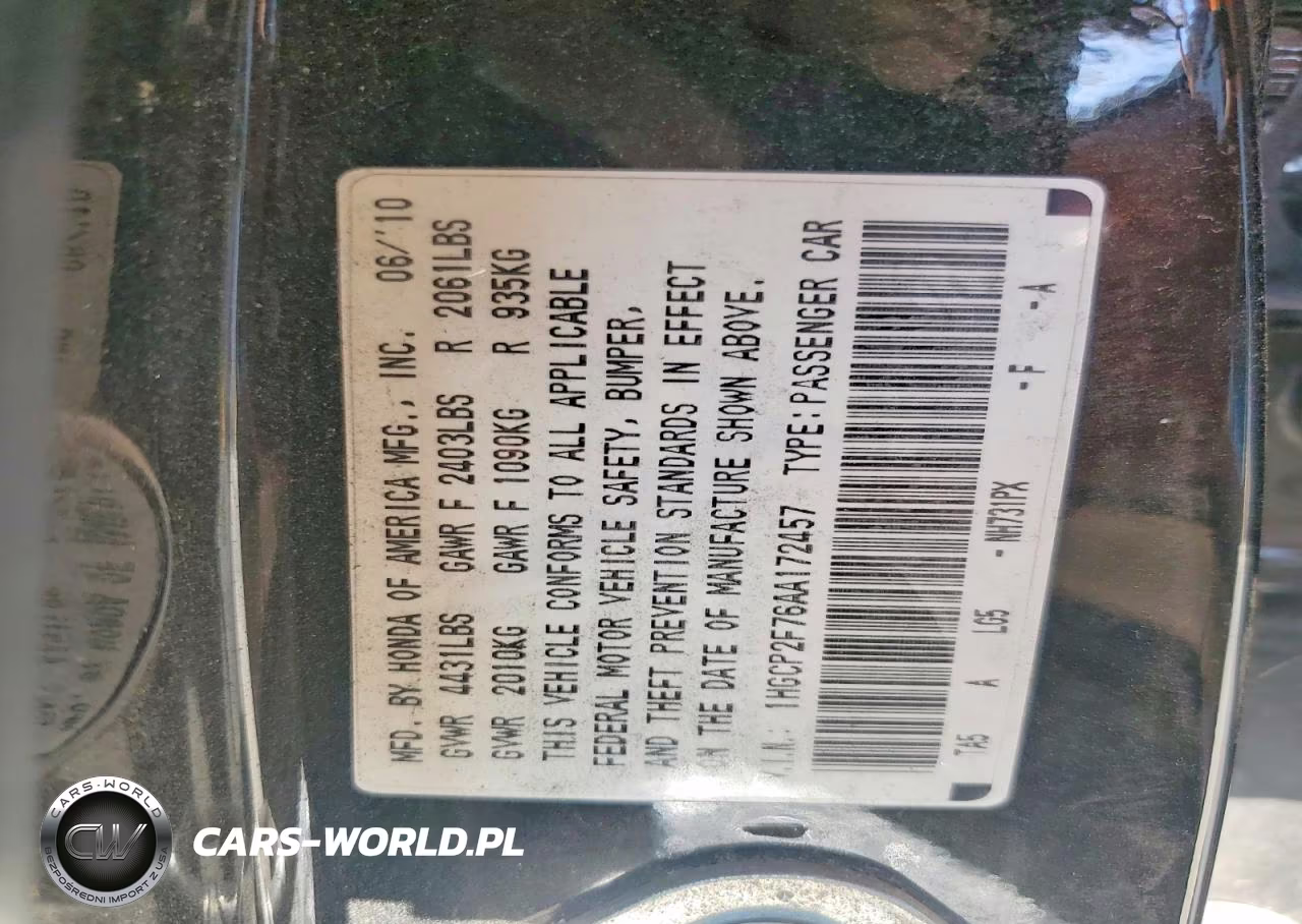 2010 Honda Accord Ex VIN:1HGCP2F76AA172457 - 12