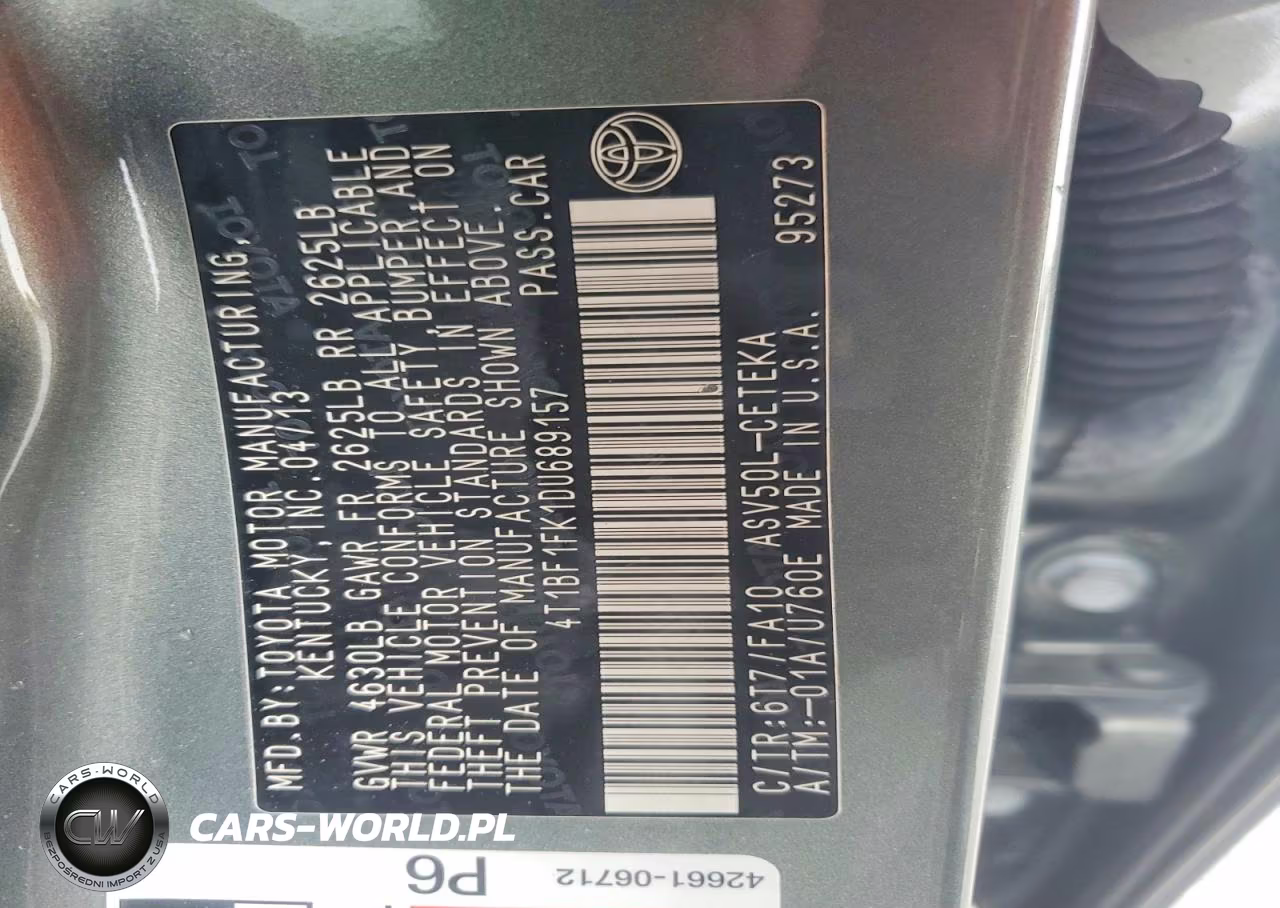 2013 Toyota Camry L VIN:4T1BF1FK1DU689157 - 12