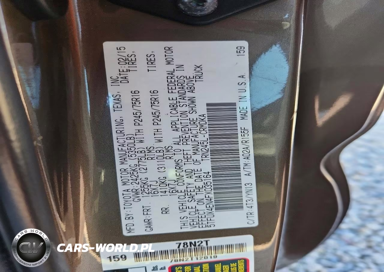 2015 Toyota Tacoma Base VIN:5TFUX4EN4FX035164 - 12