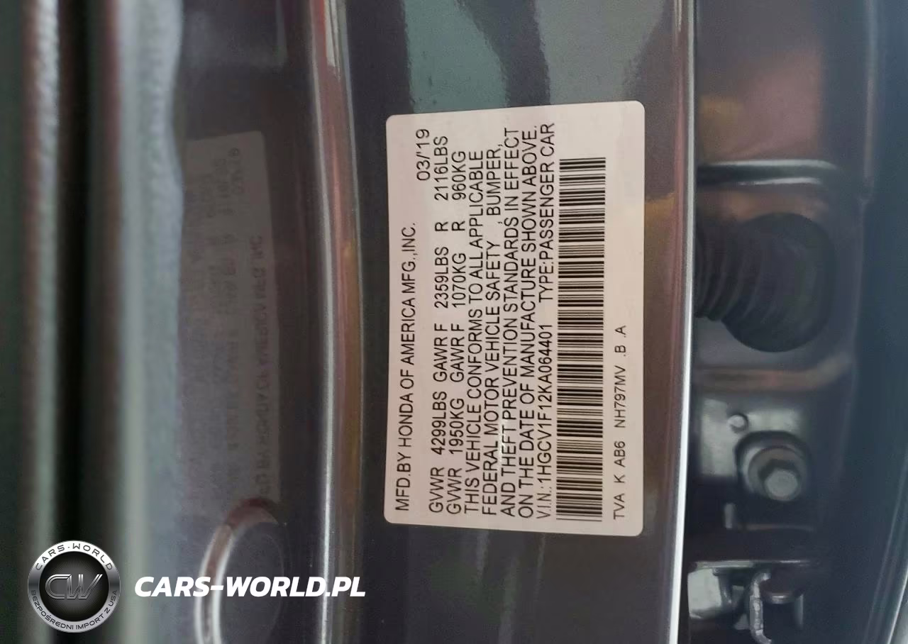 2019 Honda Accord Lx VIN:1HGCV1F12KA064401 - 12