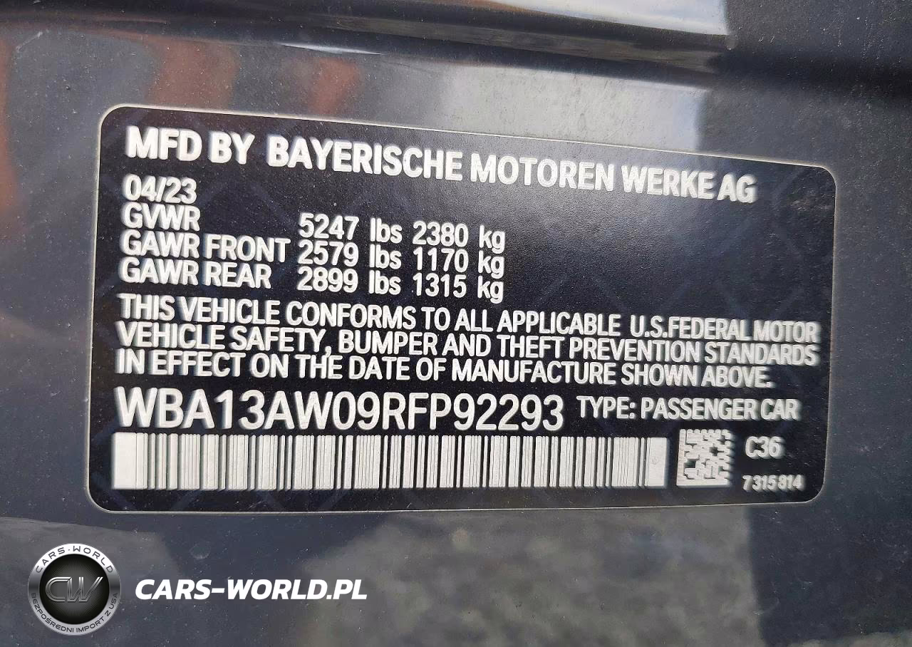 2024 BMW M440Xi Gran Coupe VIN:WBA13AW09RFP92293 - 12