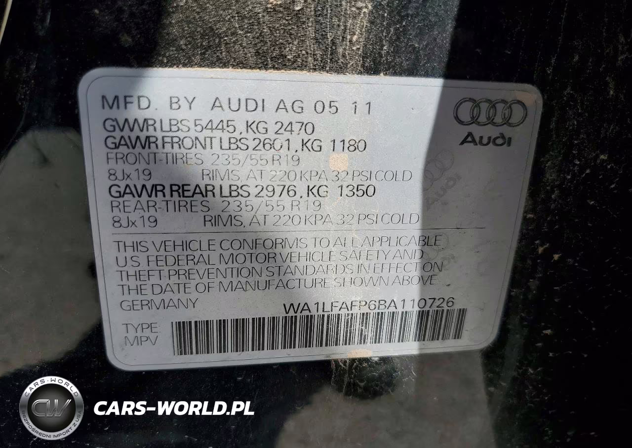 2011 Audi Q5 2.0T Premium VIN:WA1LFAFP6BA110726 - 13