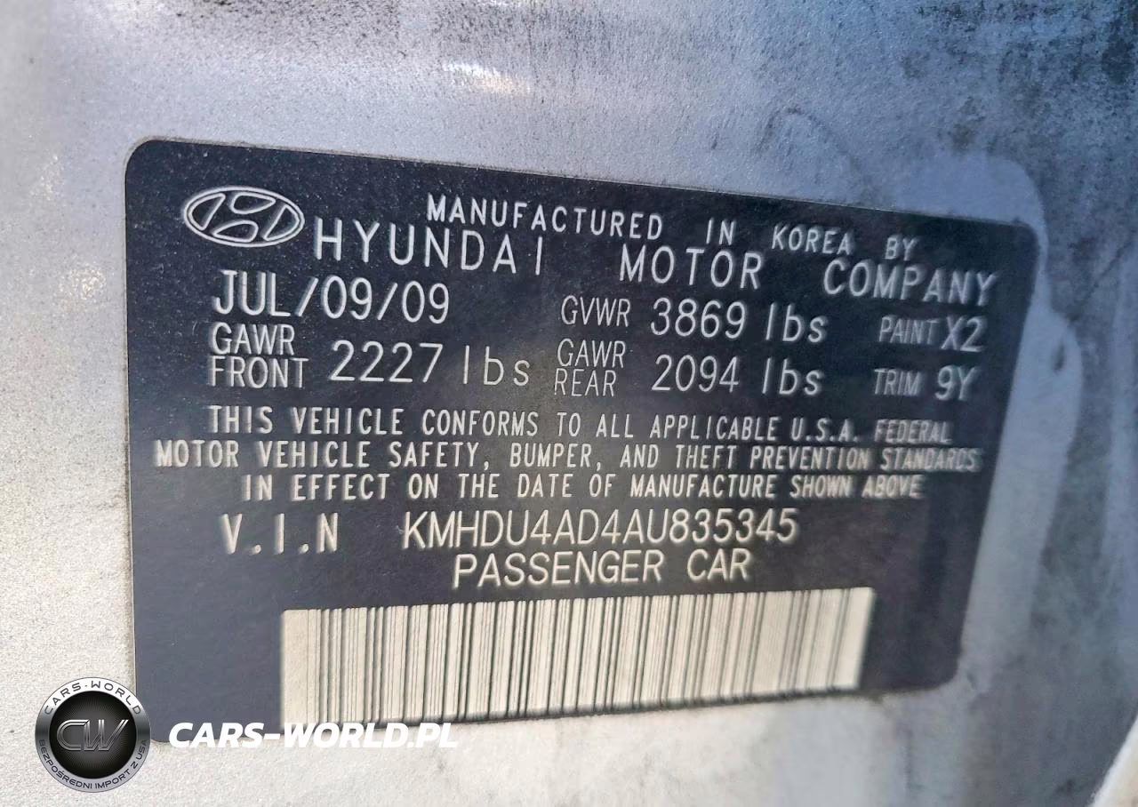 2010 Hyundai Elantra Gls VIN:KMHDU4AD4AU835345 - 12