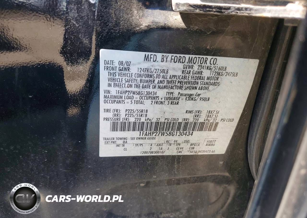 2008 Ford Taurus Sel VIN:1FAHP27W58G130434 - 12