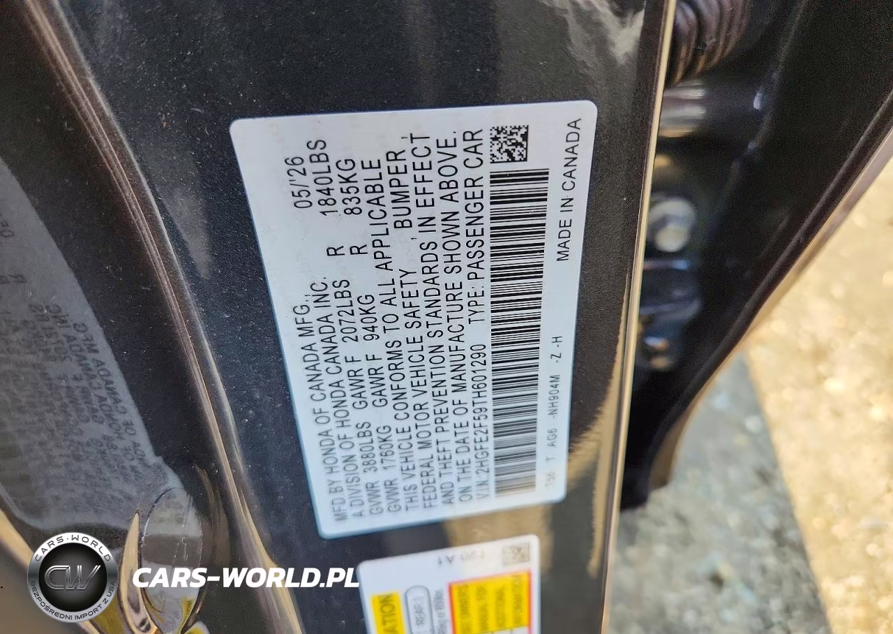 2026 Honda Civic Sport VIN:2HGFE2F59TH601290 - 12