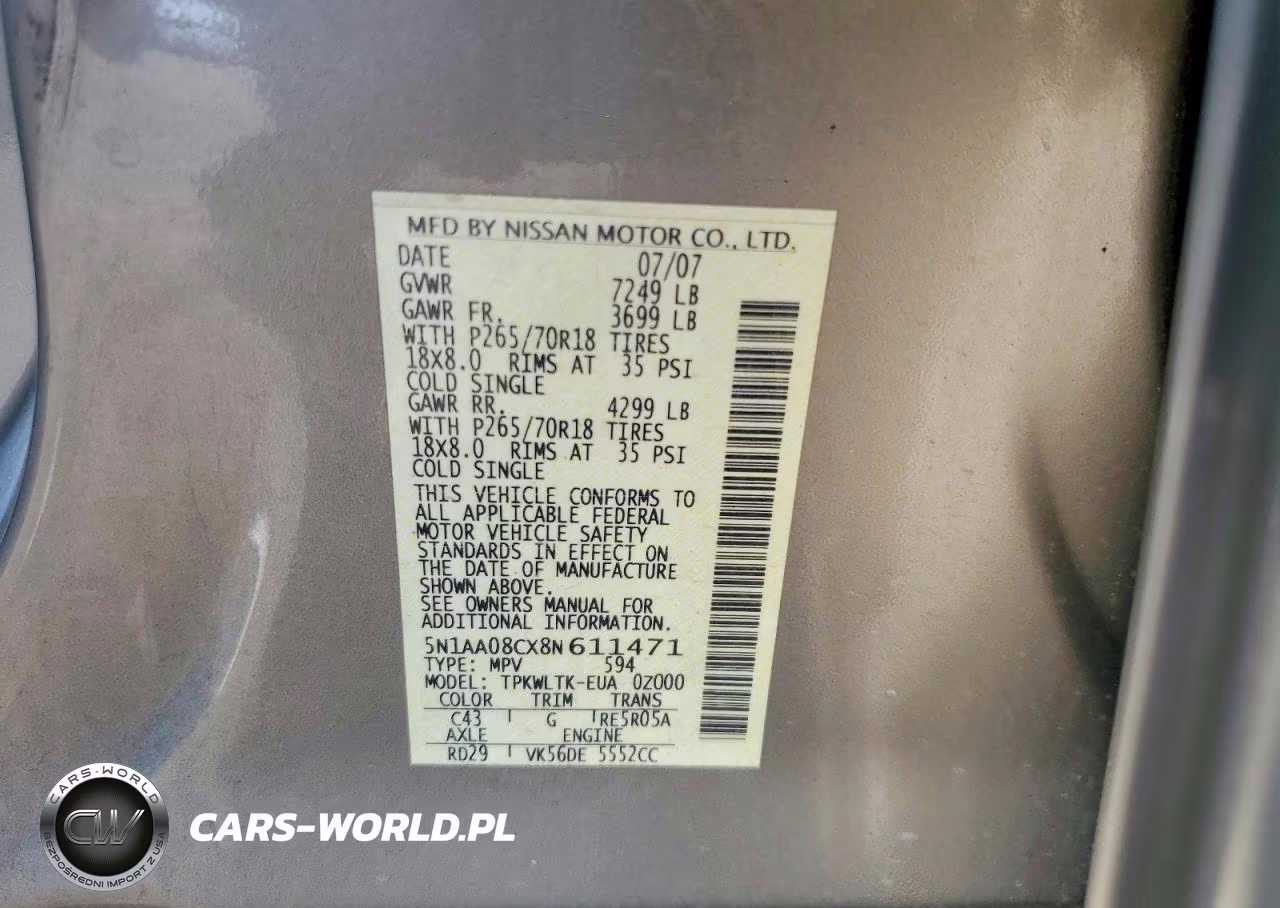 2008 Nissan Armada Se VIN:5N1AA08CX8N611471 - 13