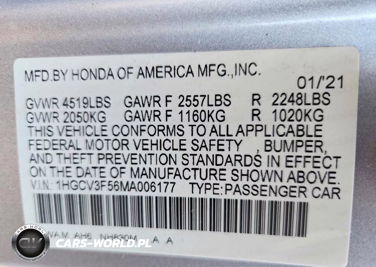 2021 Honda Accord Hybrid Exl VIN:1HGCV3F56MA006177 - 12