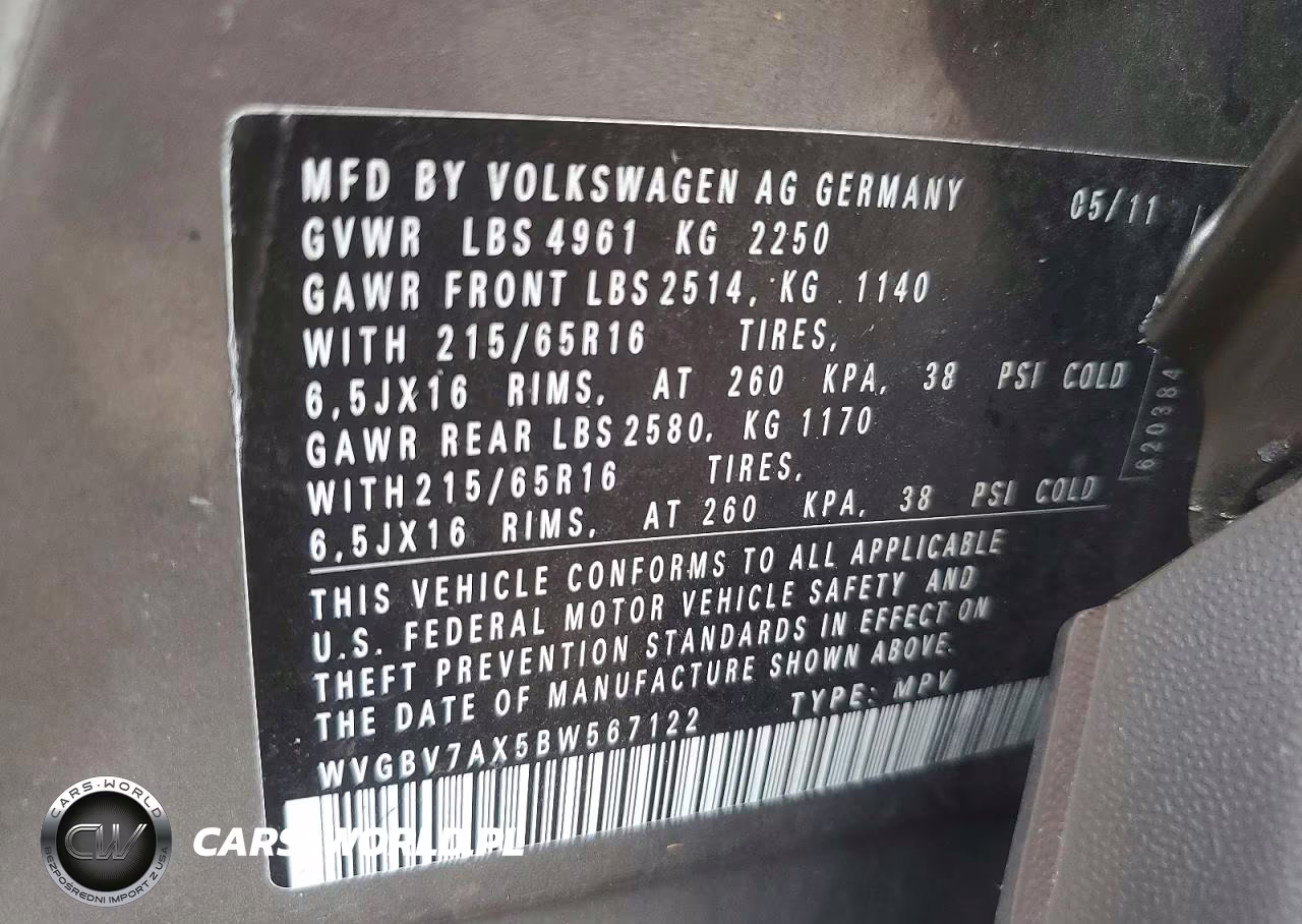 2011 Volkswagen Tiguan S VIN:WVGBV7AX5BW567122 - 13