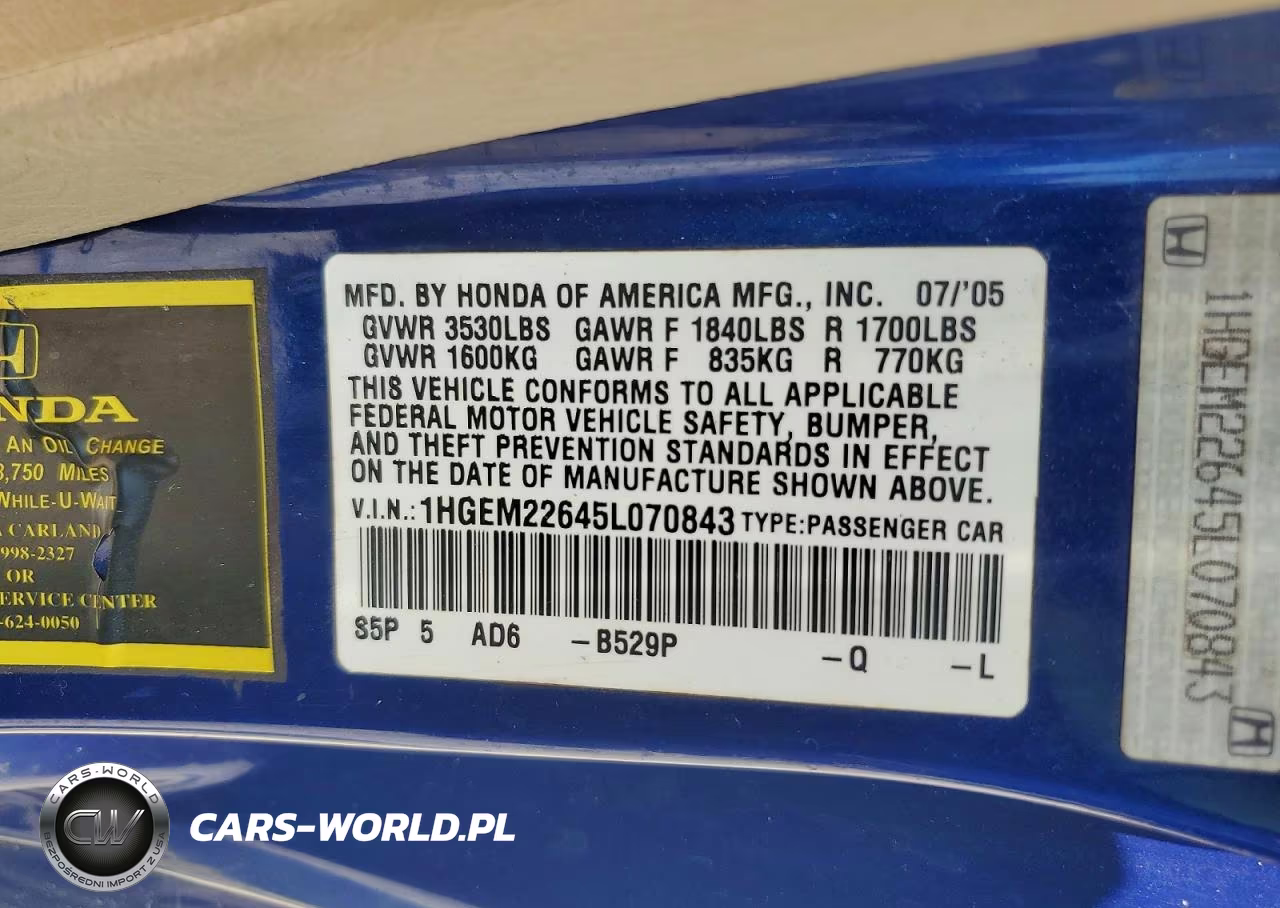 2005 Honda Civic Lx VIN:1HGEM22645L070843 - 12