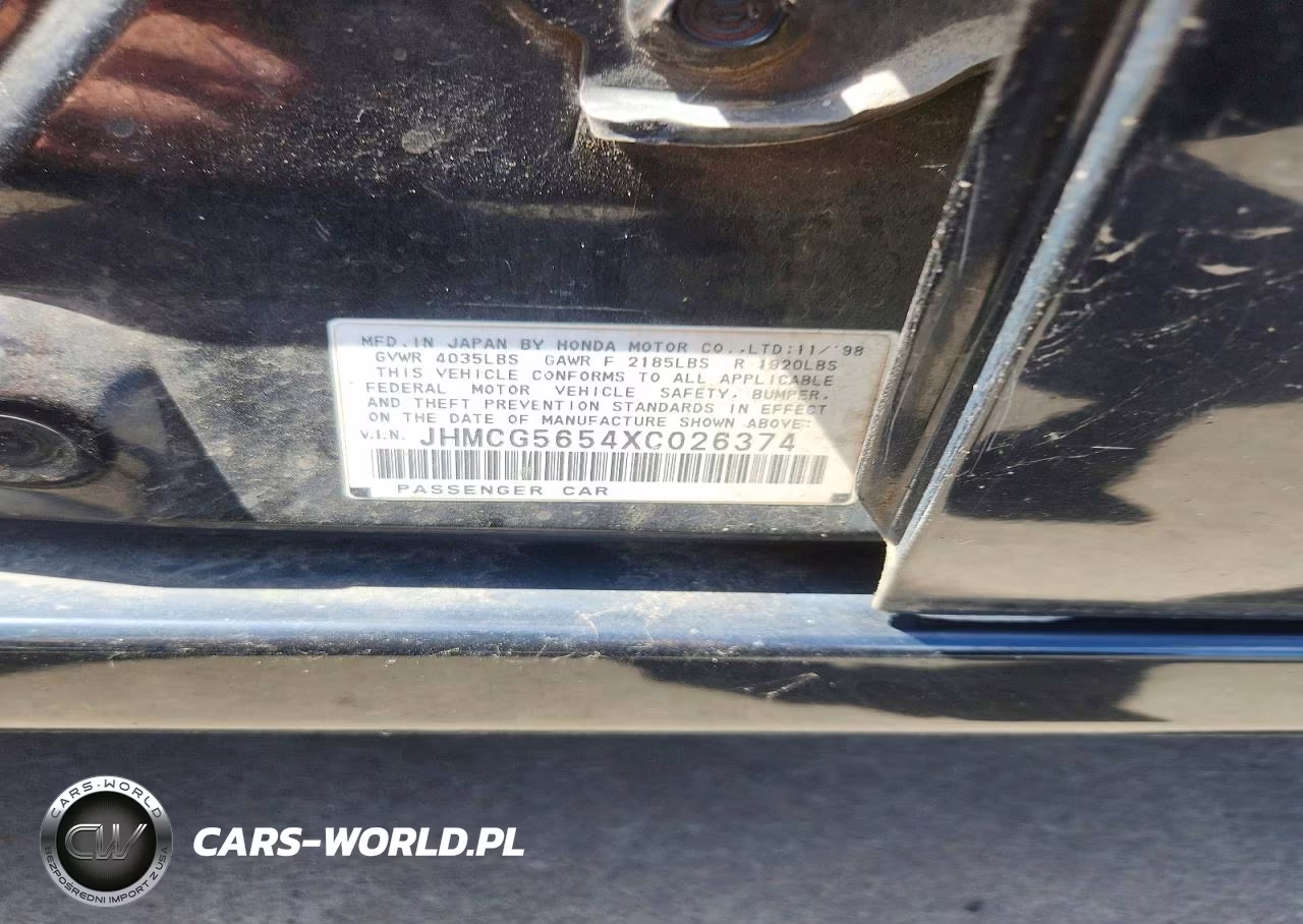 1999 Honda Accord Ex VIN:JHMCG5654XC026374 - 12