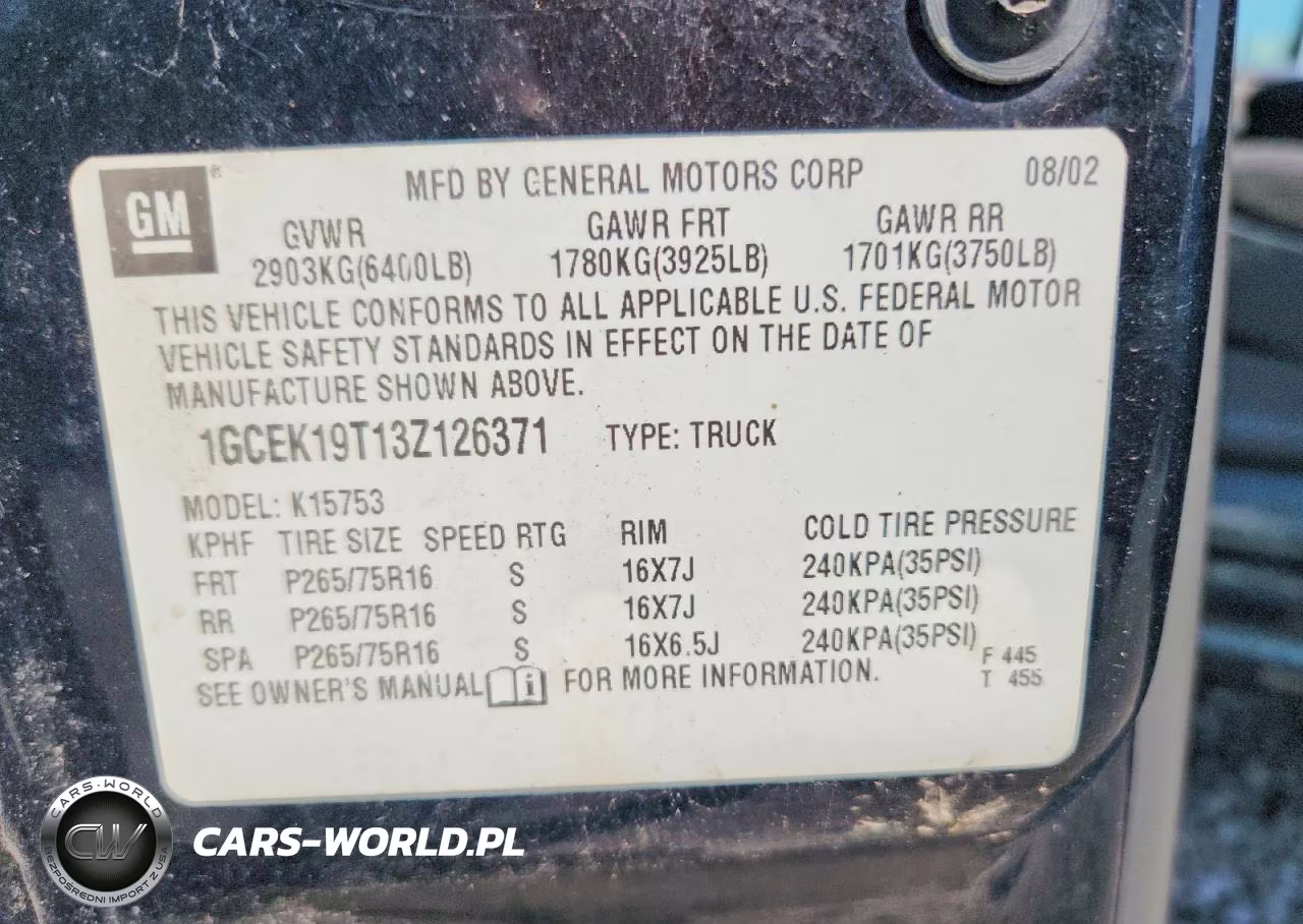 2003 Chevrolet Silverado K1500 VIN:1GCEK19T13Z126371 - 12