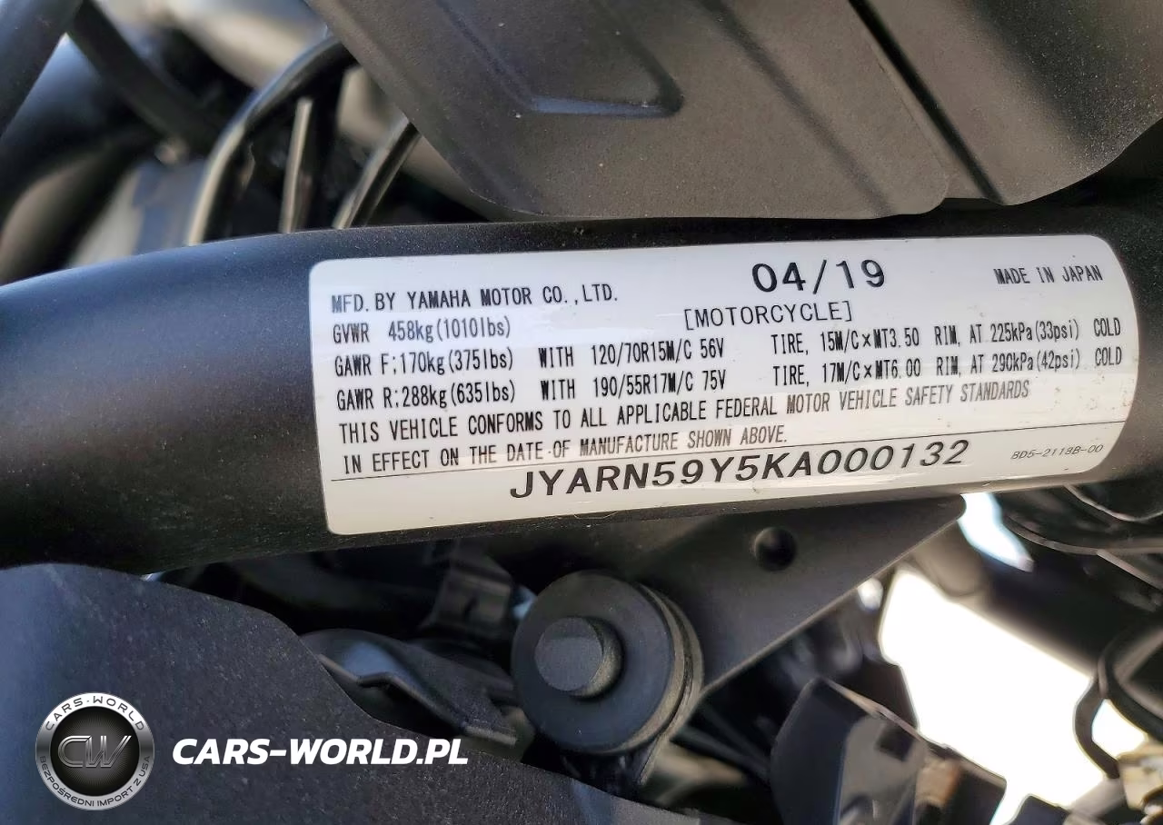 2019 Yamaha Mxt850 Gt VIN:JYARN59Y5KA000132 - 9