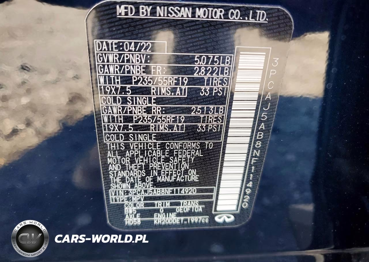 2022 Infiniti Qx50 Pure VIN:3PCAJ5AB8NF114920 - 14