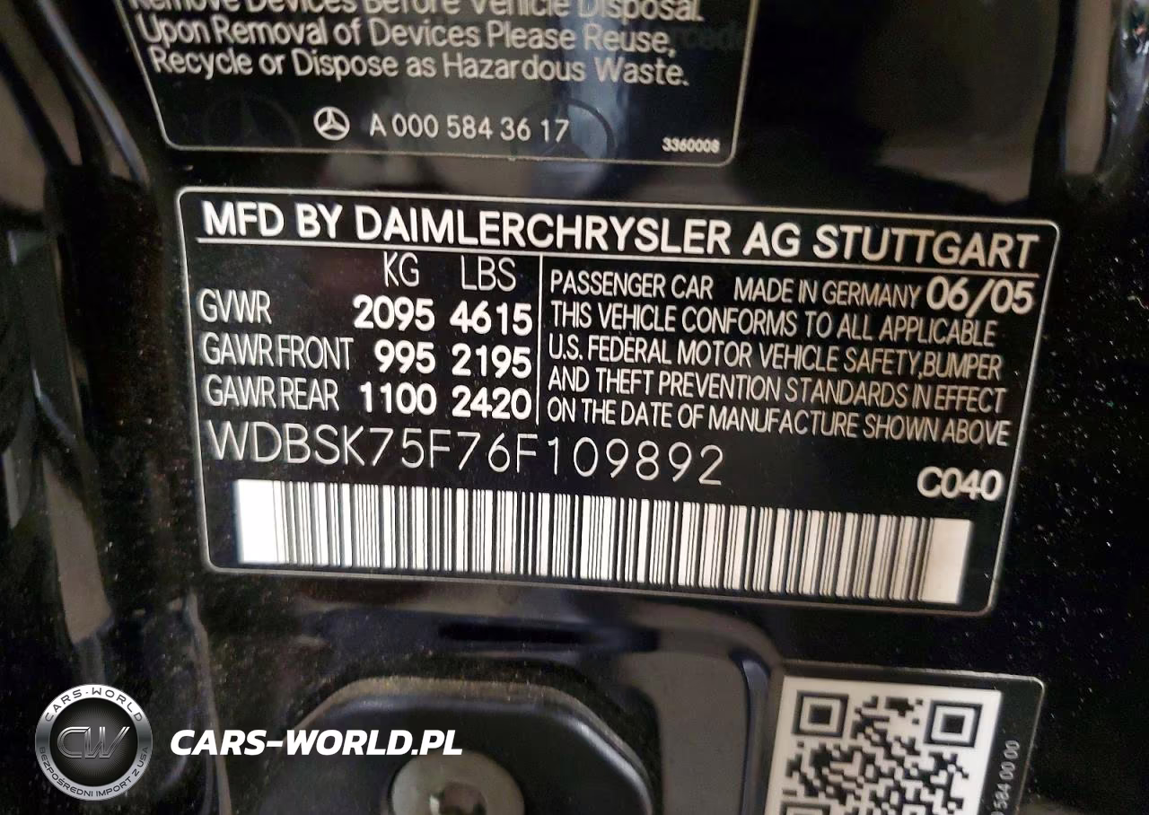 2006 Mercedes-Benz Sl 500 VIN:WDBSK75F76F109892 - 12