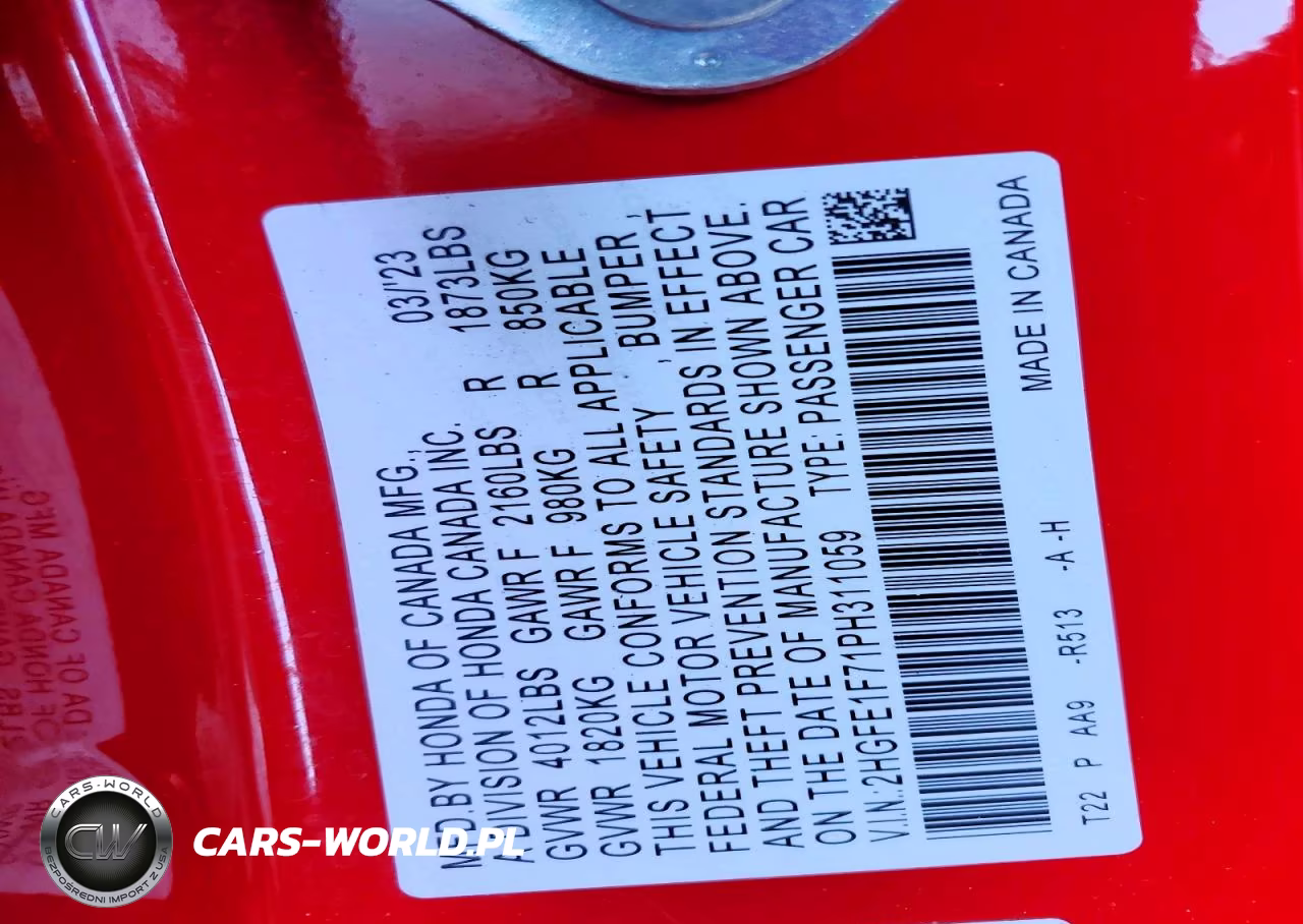 2023 Honda Civic Ex VIN:2HGFE1F71PH311059 - 13