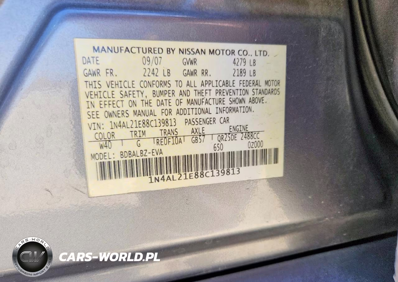 2008 Nissan Altima 2.5 VIN:1N4AL21E88C139813 - 13