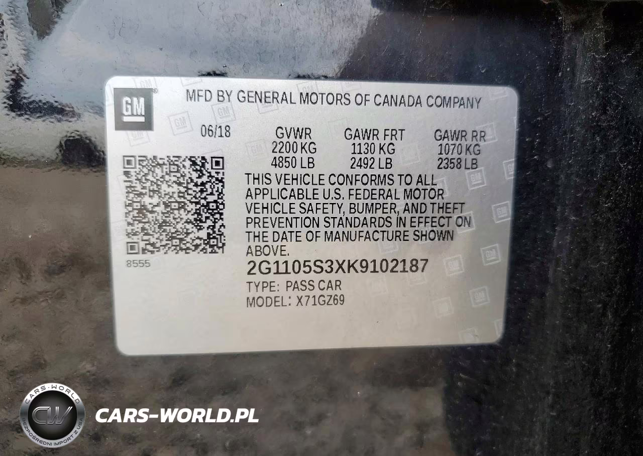 2019 Chevrolet Impala Premier VIN:2G1105S3XK9102187 - 12