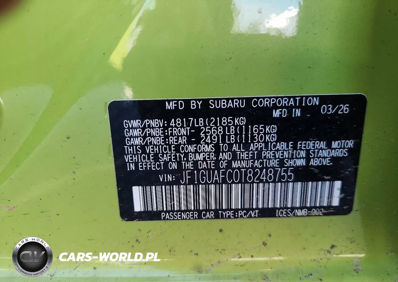 2026 Subaru Impreza Sport VIN:JF1GUAFC0T8248755 - 12