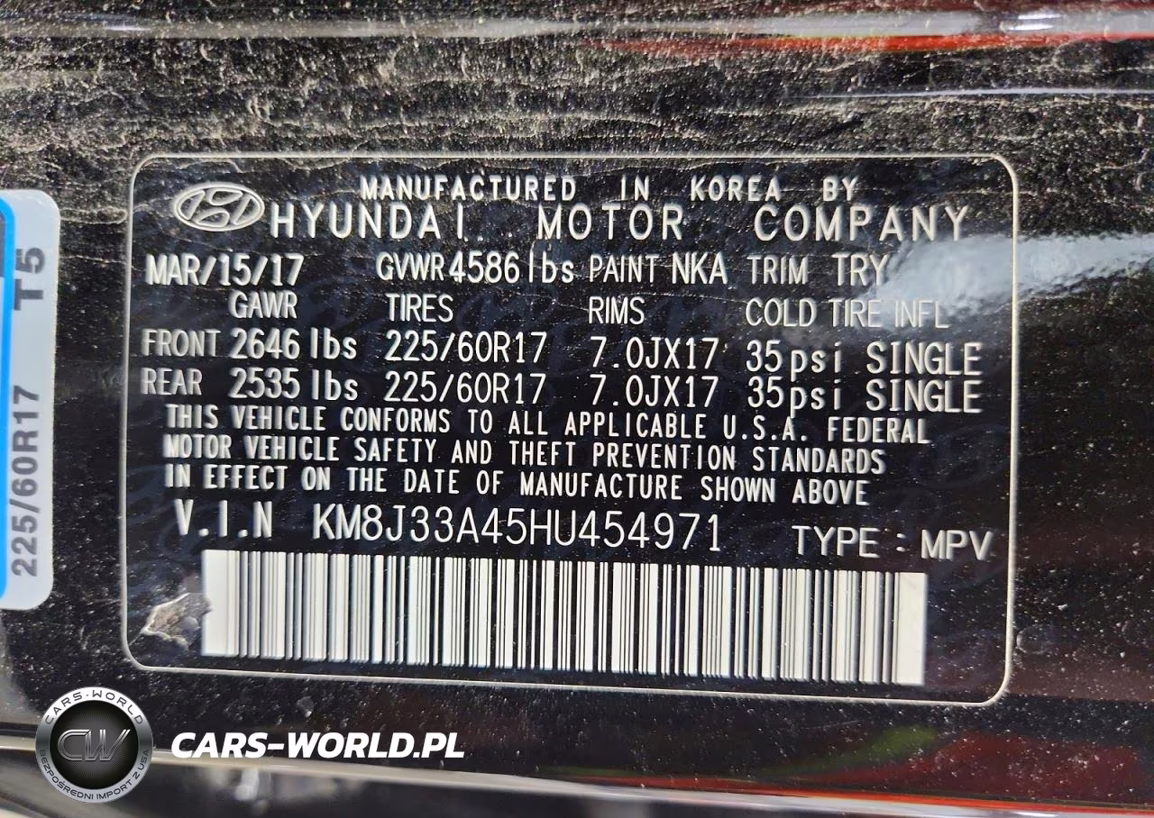 2017 Hyundai Tucson Se VIN:KM8J33A45HU454971 - 12