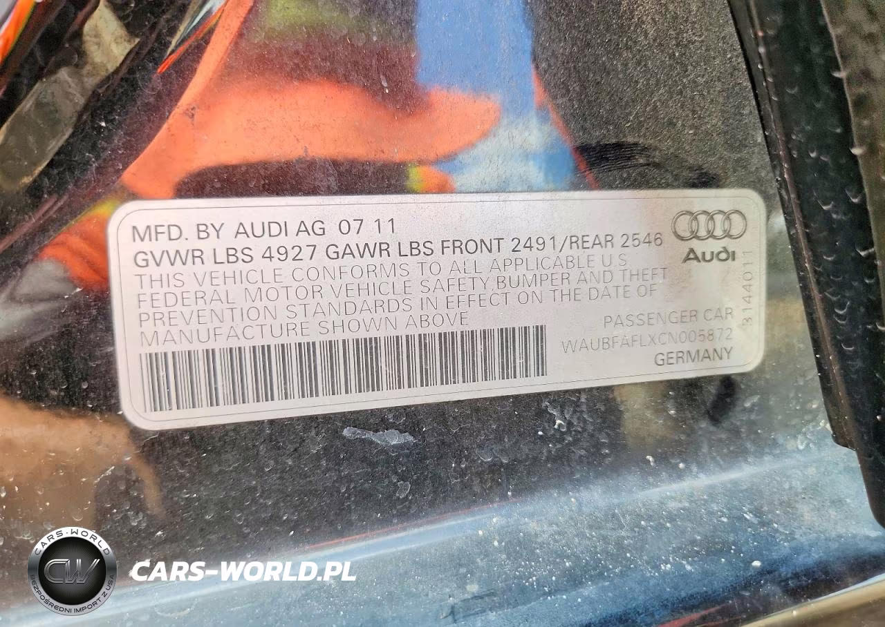 2012 Audi A4 Premium VIN:WAUBFAFLXCN005872 - 12