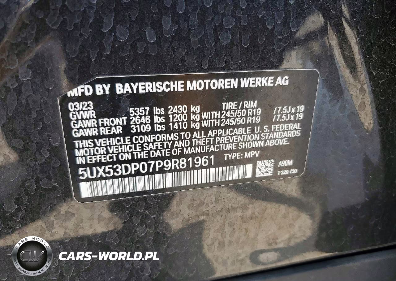 2023 BMW X3 xDrive30I VIN:5UX53DP07P9R81961 - 13