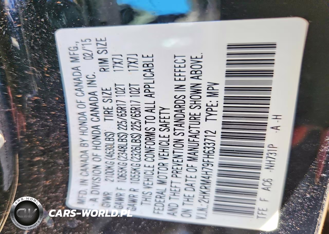 2015 Honda Cr-V Exl VIN:2HKRM4H79FH633712 - 13