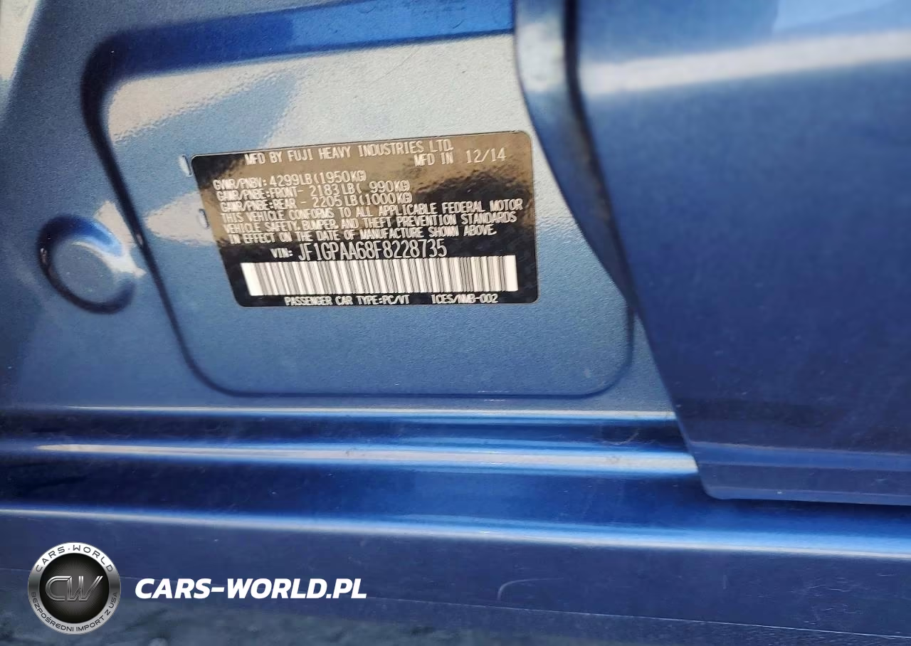 2015 Subaru Impreza VIN:JF1GPAA68F8228735 - 12