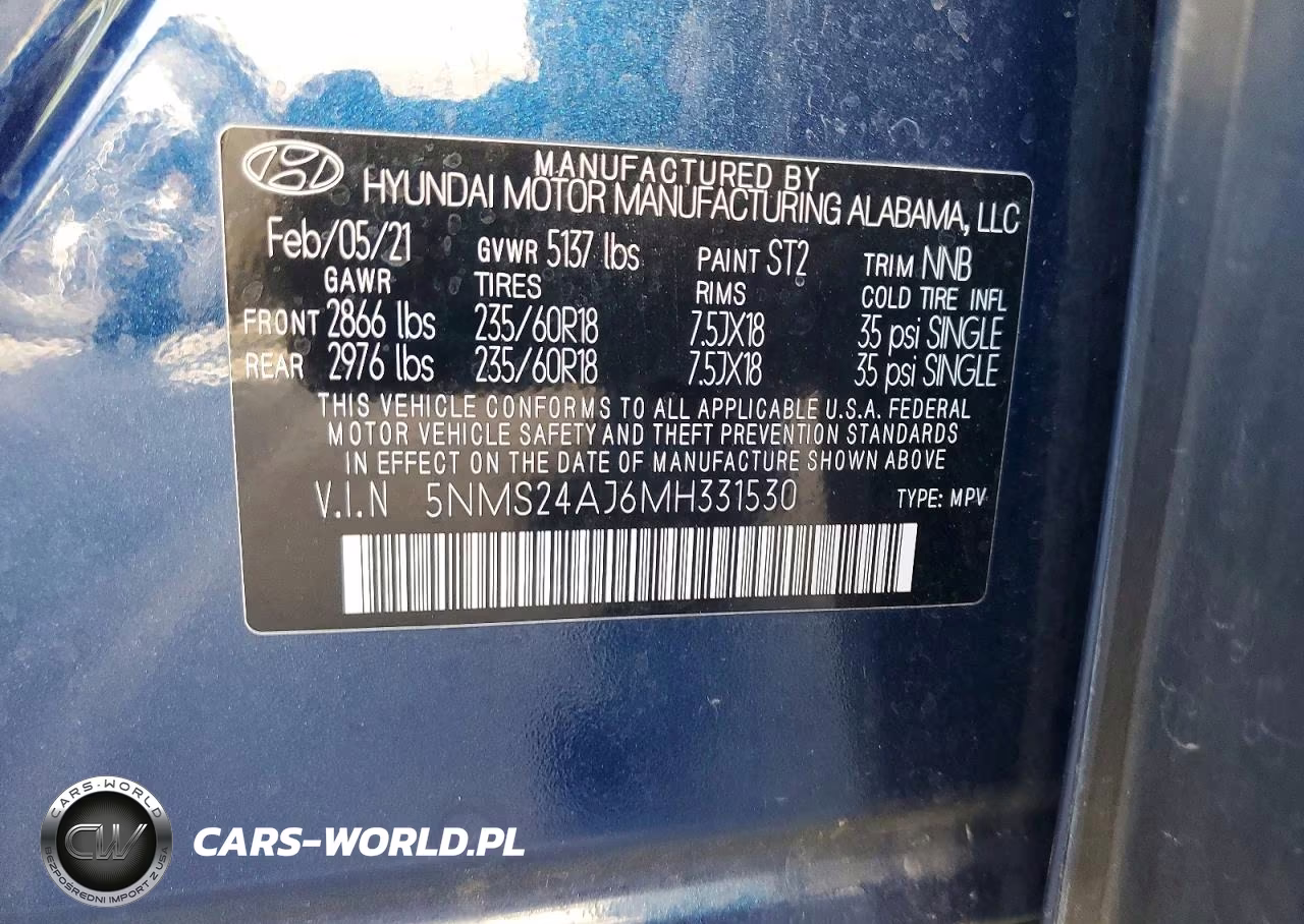 2021 Hyundai Santa Fe Sel VIN:5NMS24AJ6MH331530 - 13