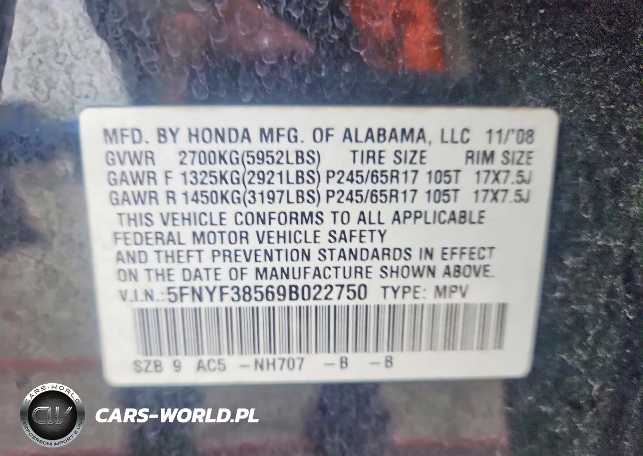 2009 Honda Pilot Exl VIN:5FNYF38569B022750 - 14