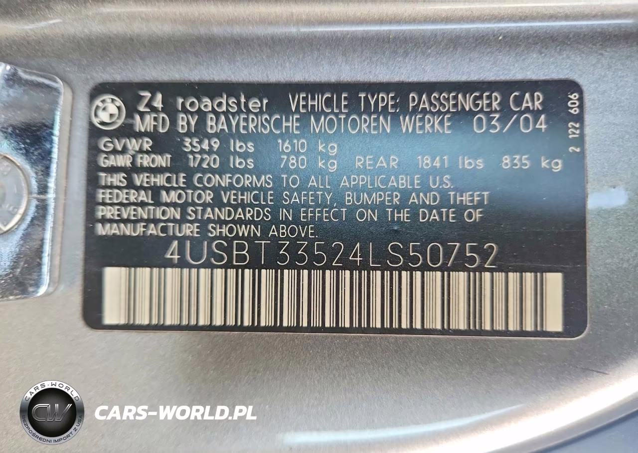 2004 BMW Z4 2.5 VIN:4USBT33524LS50752 - 12