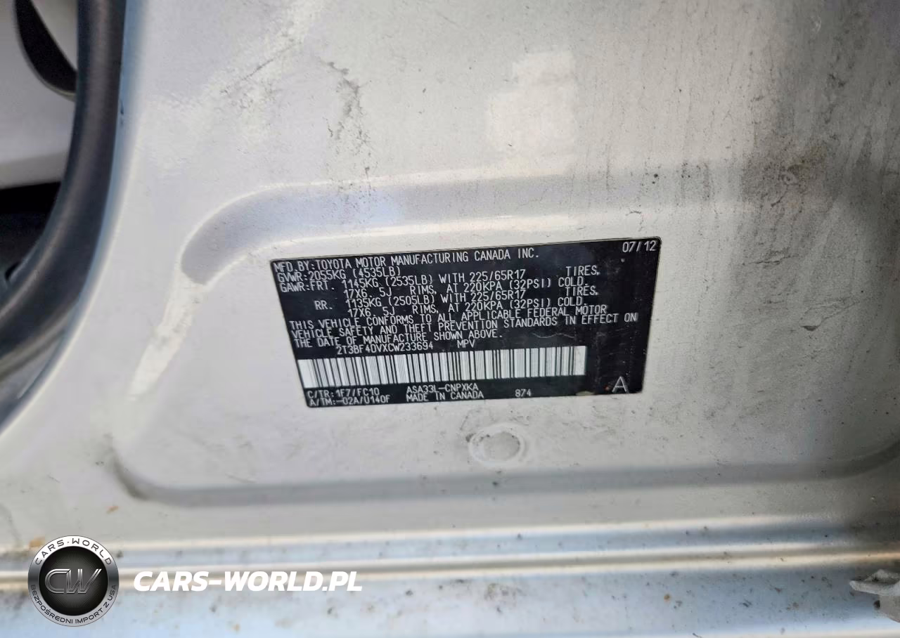 2012 Toyota Rav4 Base VIN:2T3BF4DVXCW233694 - 13