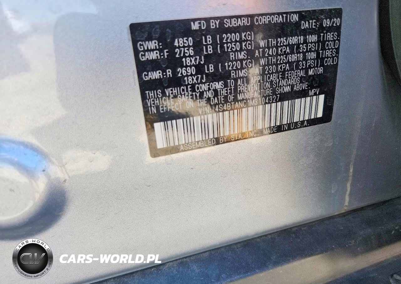 2021 Subaru Outback Limited VIN:4S4BTANC1M3104327 - 13