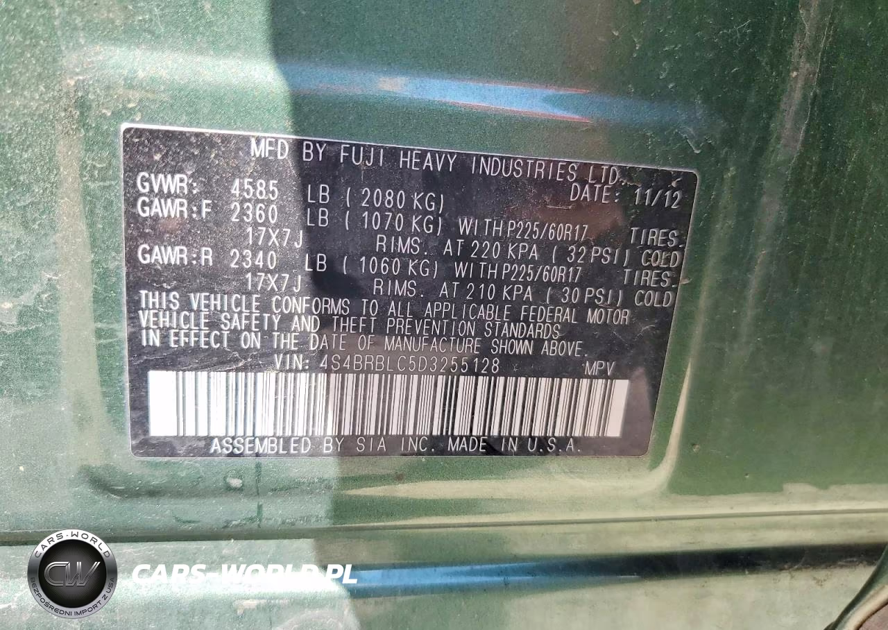 2013 Subaru Outback 2.5I Limited VIN:4S4BRBLC5D3255128 - 14