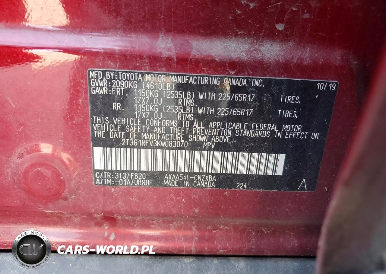 2019 Toyota Rav4 Le VIN:2T3G1RFV3KW083070 - 14